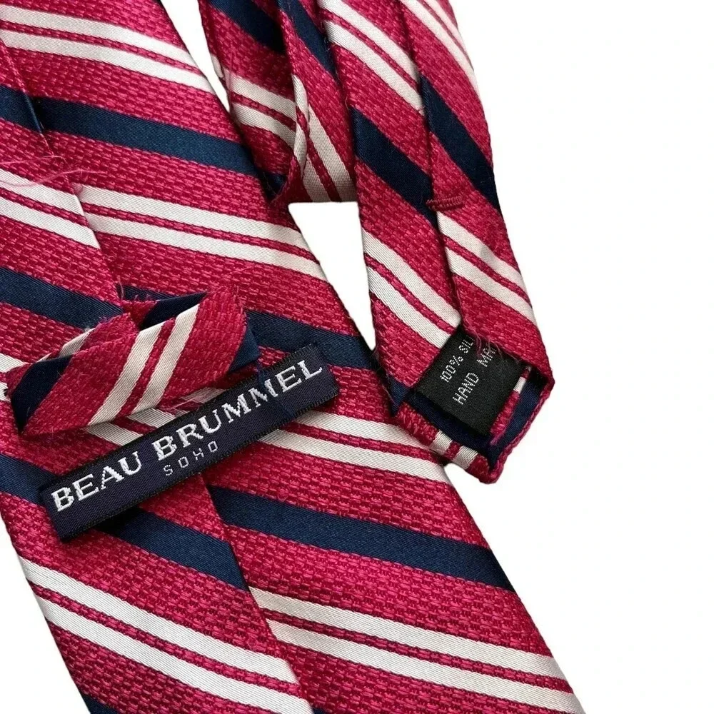 Beau Brummel Soho Pink Striped Silk Tie